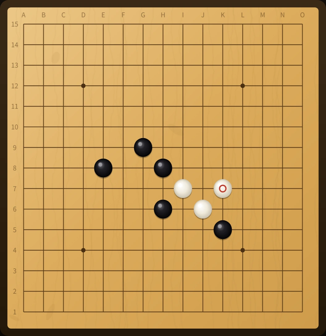 五目並べ・二抜き連珠の盤面